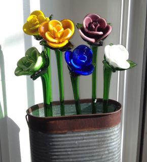 Long Stem Glass Flowers 14 Rose Lily Daffodil Mothers Wedding Flower
