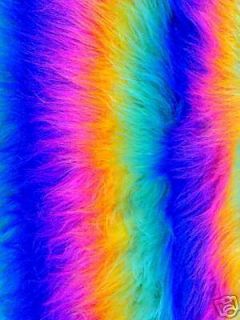 Long Pile Fur Fabric 1 2 MTR Rainbow Mix