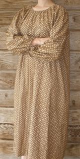  dress peasant brown nightgown cotton Prairie long sleeve L 14 16