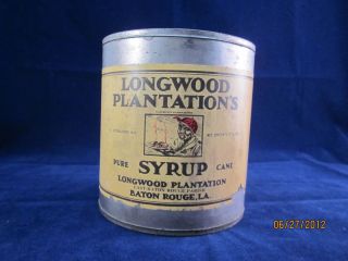 Vintage Old Longwood Plantations Syrup Tin Can Aunt Jemima on Front