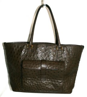 Loro Piana $13 995 Dark Brown Ostrich Large Globe Tote Bag