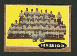1961 Los Angeles Dodgers 1962 Topps Team Card 43