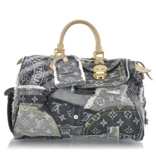 Louis Vuitton Denim Patchwork Speedy Bag Black LV Le
