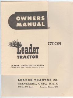 Leader Tractor Owners Manual and Parts Catalog Chargin Falls Ohio