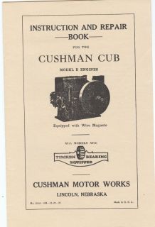 Cushman Cub Model R Gas Engine Instruction Repair Parts Manual Motor
