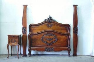 French Louis XV Bed and Nightstand French Bedroom