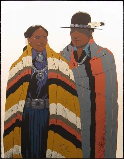 Louis de Mayo Navajo Couple Signed Fine Art Serigraph Native Amer