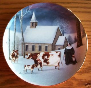 Lowell Herrero Winter Milking Cow Nun Plate Franklin