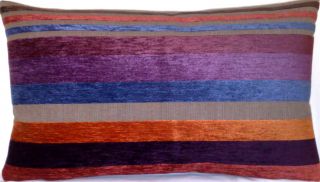 Cushion Cover Lorca Yucatan Fabric Velvet Stripes Blue