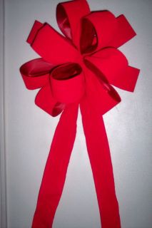 LARGE 10 CHRISTMAS WREATH BOW RED VELVET NICE WEATHER PROOF RIBBONSWAG