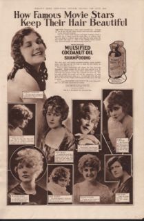 1918 Mulsified Shampoo Famous Movie Stars Bottle Box Ad