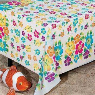 Flower Print Table Cover Hawaiin Luau Party Decorations Set