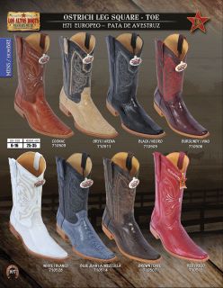 Los Altos Square Toe Ostrich Leg Mens Western Cowboy Boots Diff