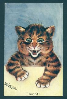B2432 Louis Wain Cat Postcard I WonT Faulkner 453 E