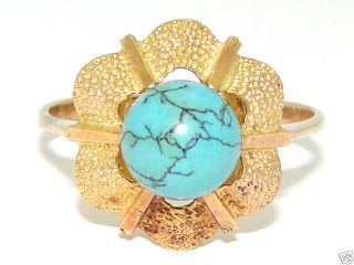 Estate 18kt Gold 7mm Turquoise Love Knot Ring
