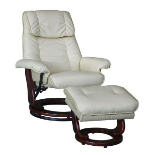 2pcs Lauralyn Ivory Finish Stressless Chair and Ottoman
