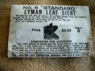 Lyman No 6 Standard Leaf Sight