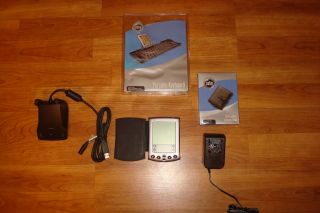 Palm M500 PDA with Keyboard New Leather Case Nice Palm Pilot