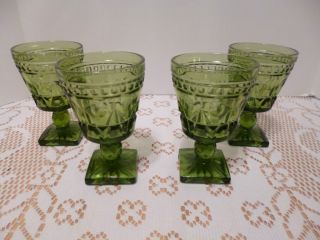 Vintage Indiana Glass Colony Parklane Square Footed Juice Green