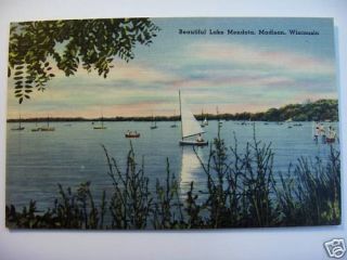 1950s View of Lake Mendota Madison Wisconsin Postcard