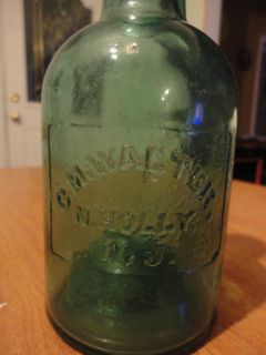 Old Squat Bottle C M Walter MT Mount Holly NJ Pontil