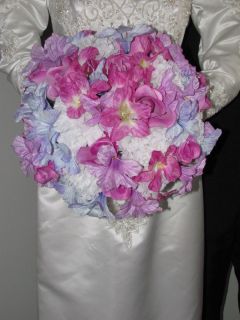 Lavender Flowers,Orchid Roses, Carnation Wedding Bouquet Set 20~ ALSO