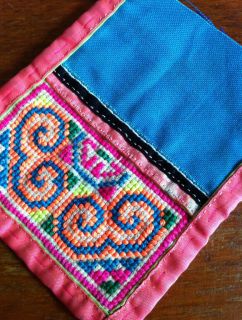 Unique VINTAGE HMONG FABRIC Hand Made Embroidered Patch Ethnic Tribal