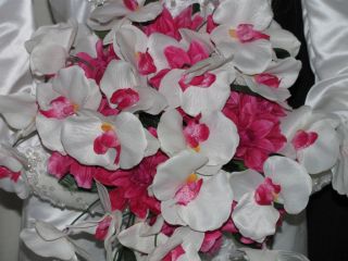 White Orchid Wedding Bouquet Set 16pc Special Bridal Rose♥