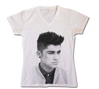 New One Direction Zayn Malik Womens V Neck T Shirt 1D Boy Band Fan