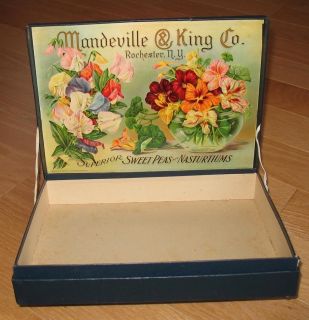 SCARCE Mandeville King Co ADVERTISING SEED CARDBOARD BOX SIGN STUNNING