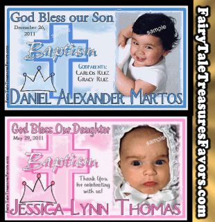 Set 10 Personalized Baptism Christening Photo Magnets Favors Crown