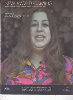 New World Coming Mama Cass Elliot Sheet Music 1970 PVG