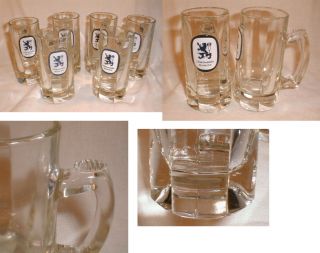 VG Heavy Glass Lowenbrau Munich Beer Steins Mugs Bar Glasses w Logo