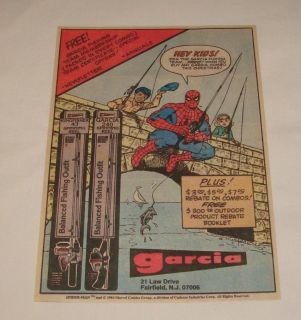 1984 Spider Man Garcia Fishing Pole Cartoon Ad Page