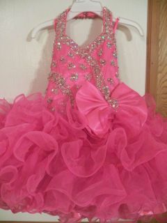 National Pageant Dress Little Rosie Hot Pink Glitz Size 3