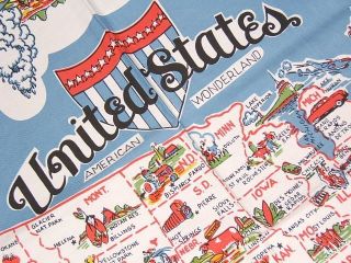 State Souvenir Map United States Tablecloth 52x52