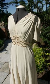 Vintage ivory 1930s style dress film costume Look like a classic movie