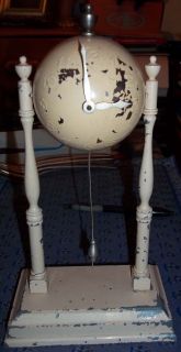 1930s Lux Novelty Baseball Clock w Pendulum and Key