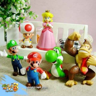 6pcs Super Mario Bros 1 5 2 5 Action Figures Doll Toy Lots 6 Pcs
