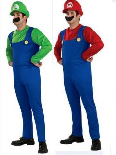 Super Mario Mens Fancy Dress Nintendo Costume Luigi or Mario s M L