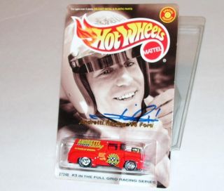 AUTOGRAPHED MARIO ANDRETTI RACING 56 FORD TRUCK HOT WHEELS SIGNED 1 64