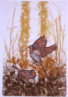 Marlow William Autumn Warblers Signed AP Etching