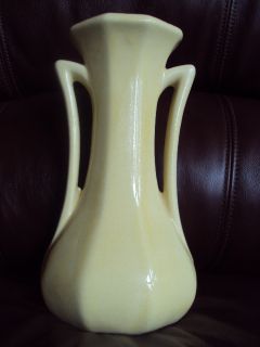 Vintage 1940s McCoy 9 Butter Yellow Vase w N M Mark
