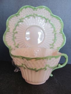 Black Mark Rare Green Erne Cup and Saucer   Second Black Mark c.1891