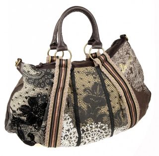 Desigual Saco Puntilla Marron Handbag Satchell Purse Bag 28x5057
