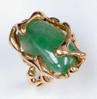14k Green Jadeite Ring