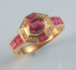18K Gold Rubies and Diamonds Ring