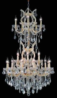 50 Maria Theresa Chandelier w Clear Crystals Gold Fin