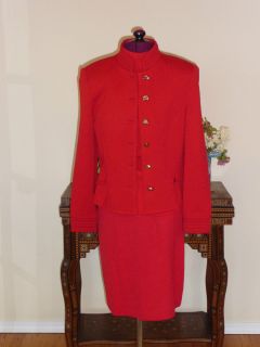 ST. JOHN by Marie Gray   3 Piece   Red Knit Jacket, Blouse & Skirt