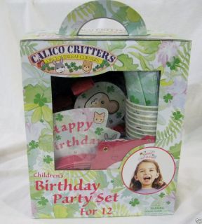 NEW Calico Critters Birthday Party Pack for 12 Decorations Tableware